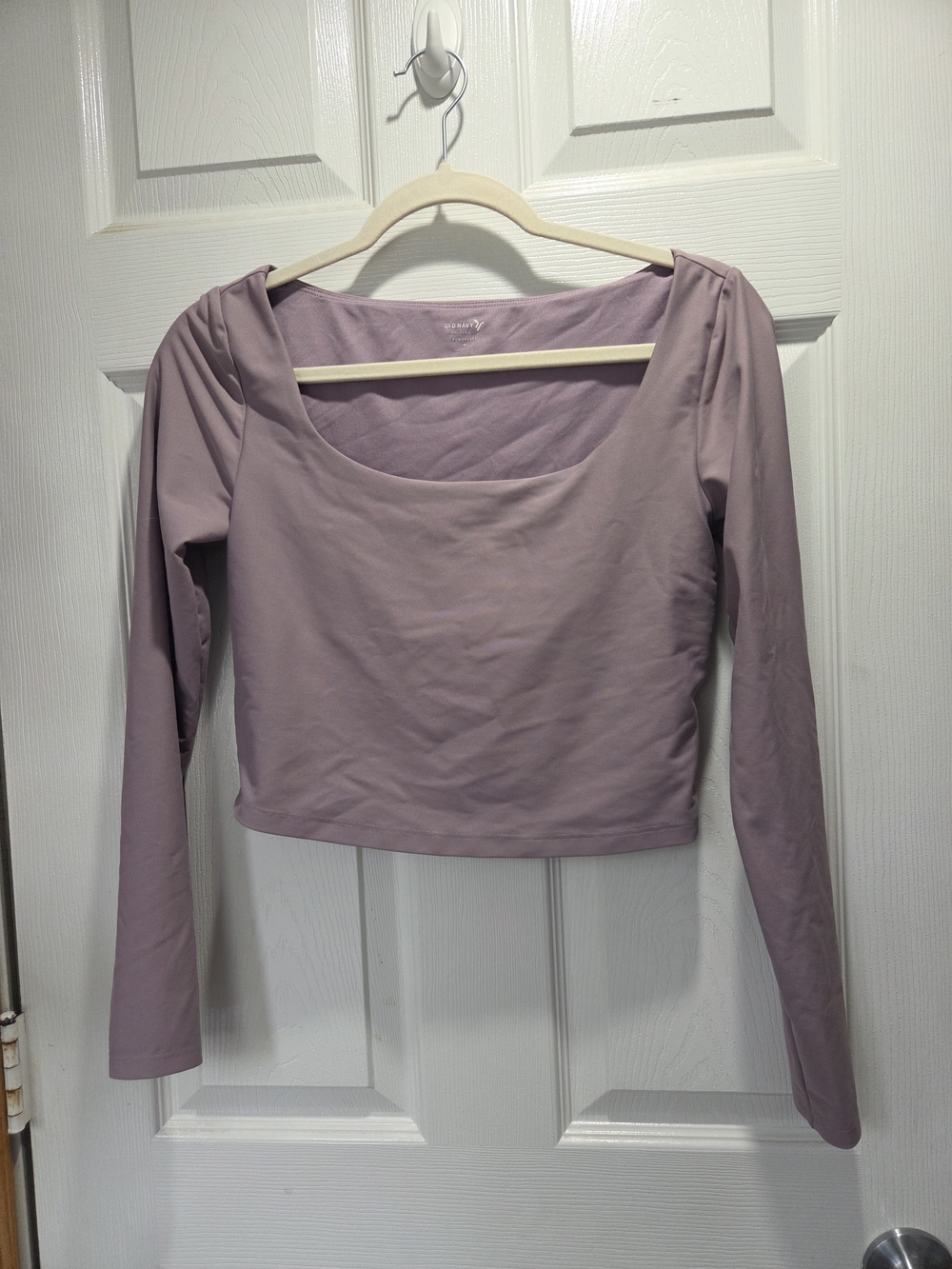 Old Navy Purple Square-Neck Long Sleeve Crop Top